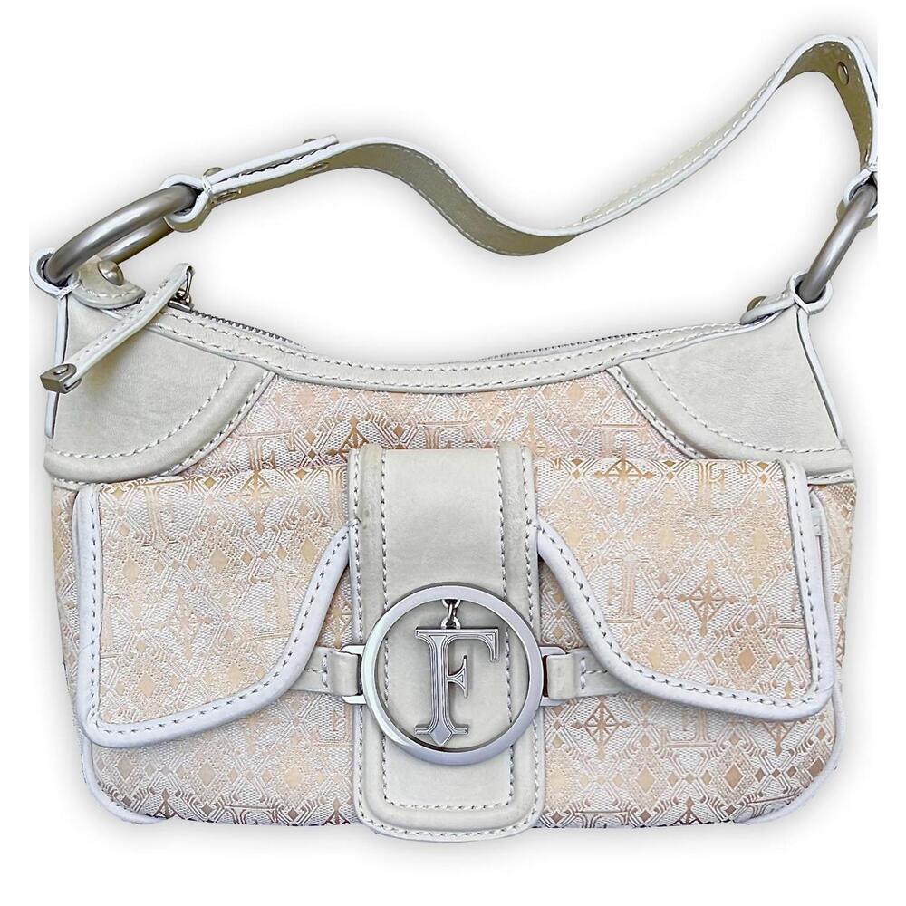 Authentic FERRE Italy Canvas Leather Baguette  | Monogram| ITALY